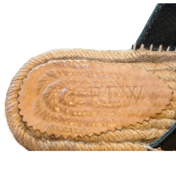 J.Crew Black Leather Two Strap Espadrille Sandals Size 5 - Made in Spain - Picture 9 of 12